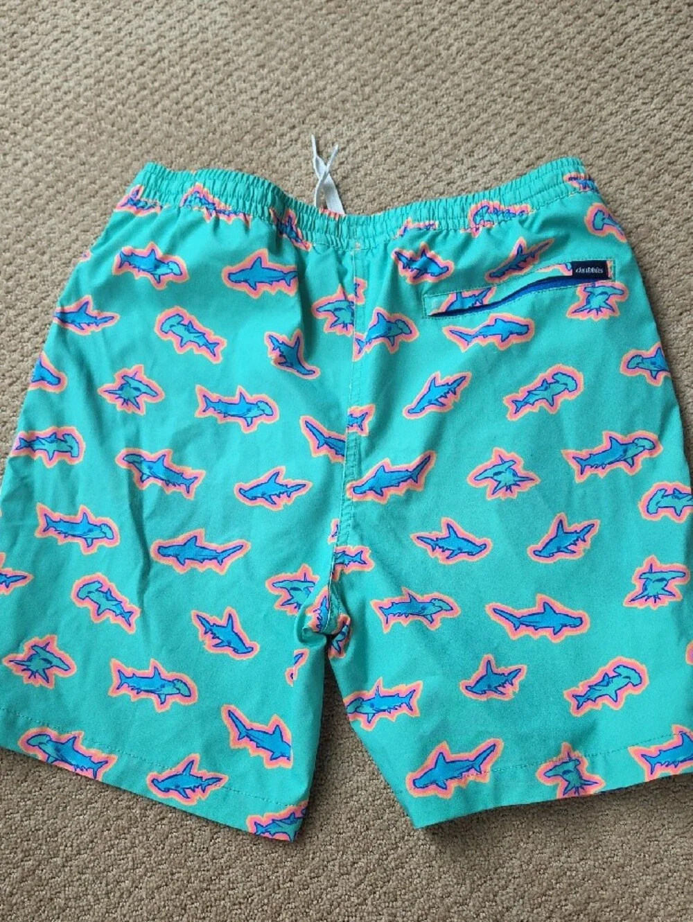 Chubbies Teal Shark Youth XL Swim Trunks